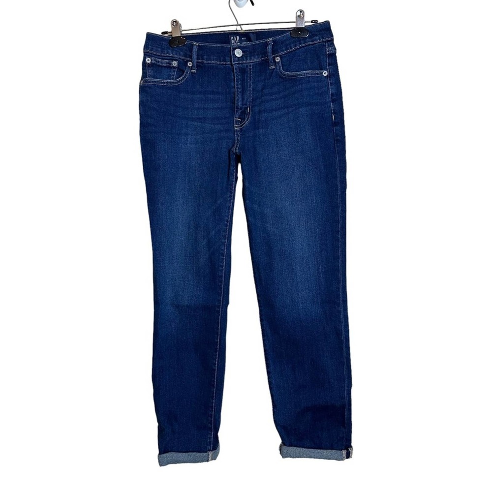 Gap Women's Mid Rise Best Girlfriend Jeans Denim Dark Indigo Blue Size 27 / 4
